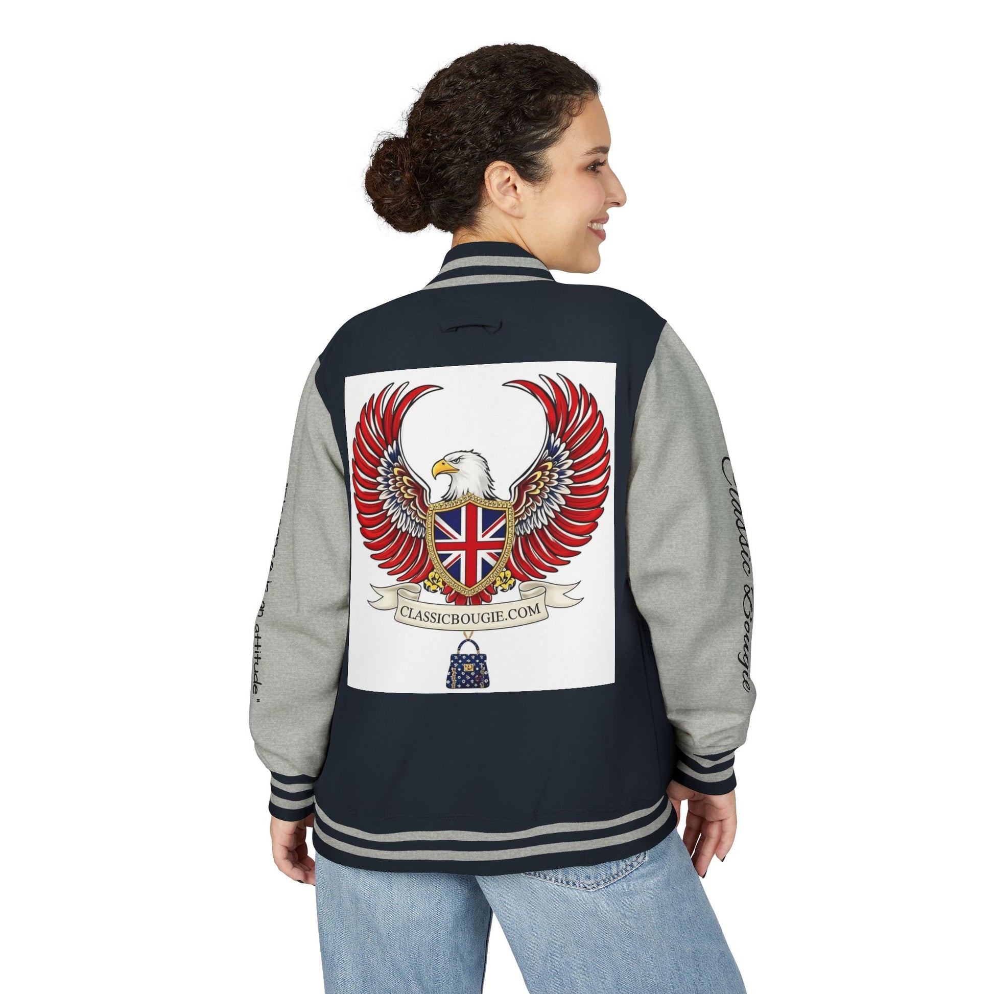 Classic British Eagle Letterman Jacket, Vintage Style, Unisex Outerwear, Statement Piece, Sports Wear, Casual Fashion