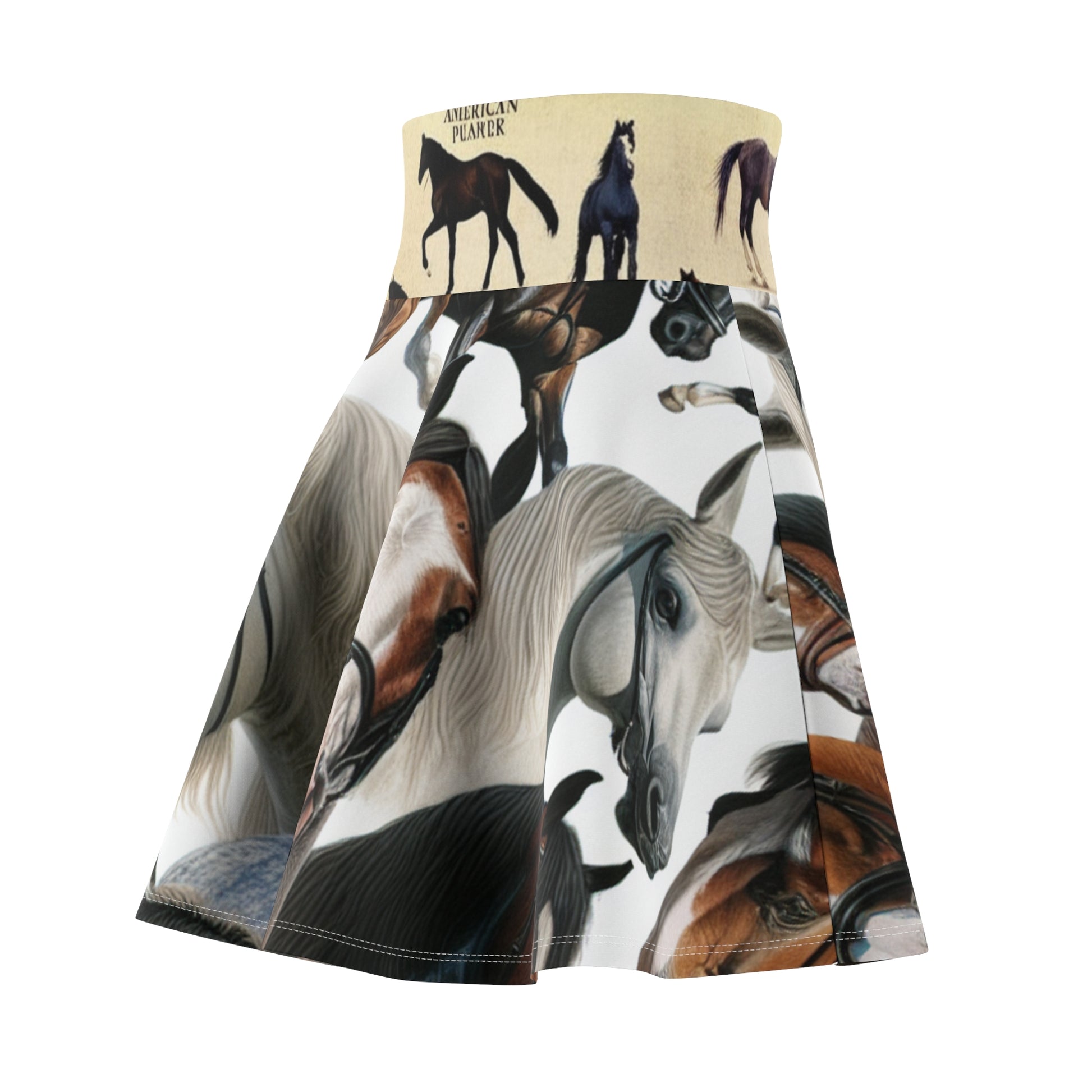 Horse Print Women's Skater Skirt, Equine Lover's Fashion, Gift for Horse Enthusiasts, Vintage Style Skirt, Boho Skirt, Casual Wear