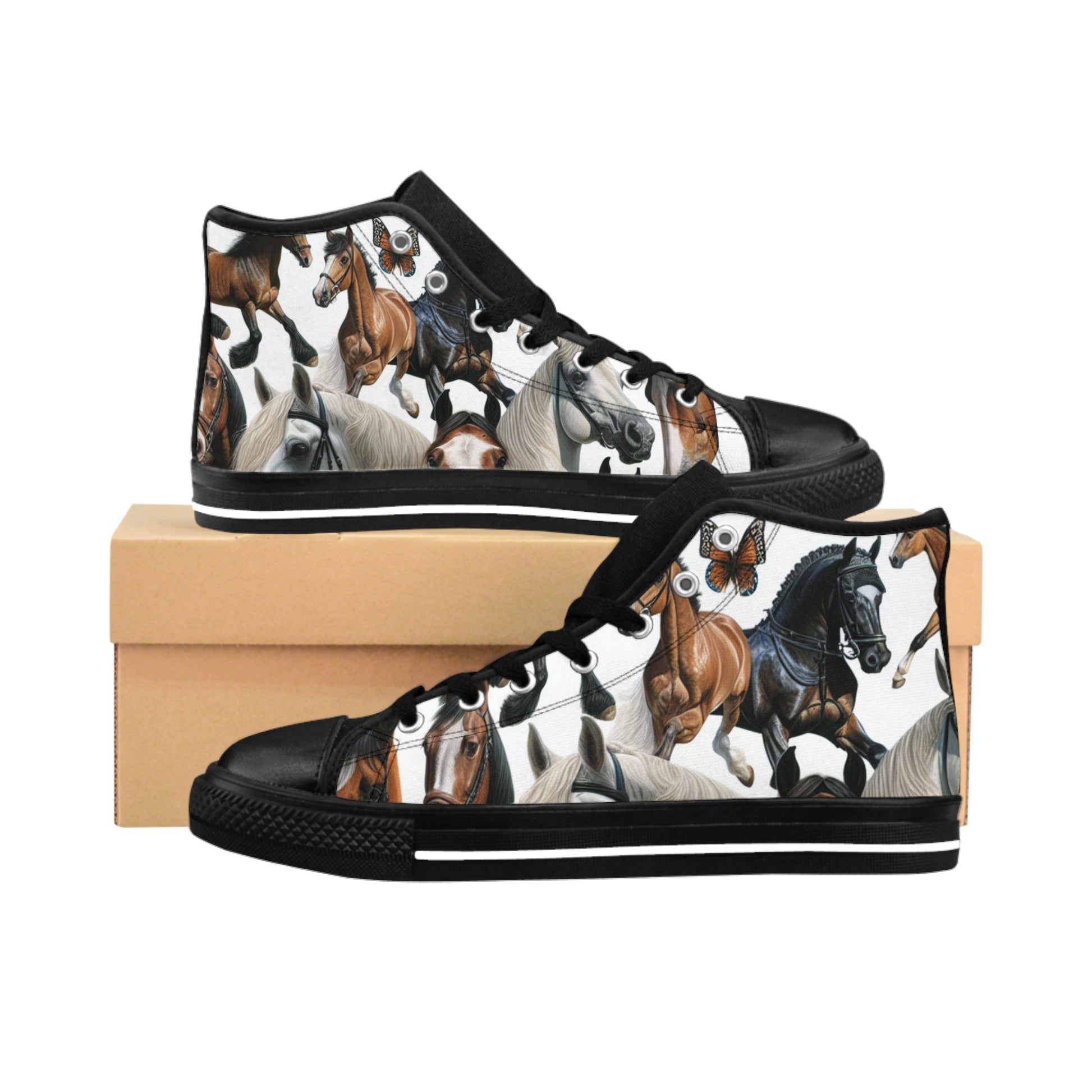 Men's Classic Sneakers with Wild Horse Design, Stylish Footwear, Equestrian Gift, Animal Lovers, Fashion Sneakers, Unique Shoes