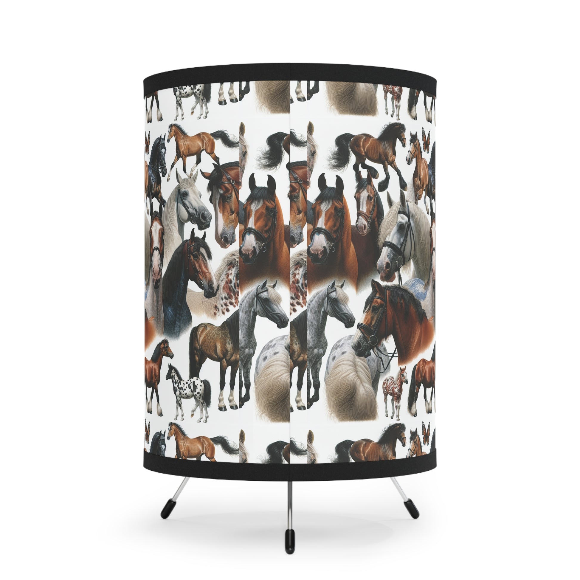 Equestrian Tripod Lamp, Horse Decor, High-Res Printed Shade, Kids Room Lighting, Unique Gift for Horse Lovers, Boho Home Accent