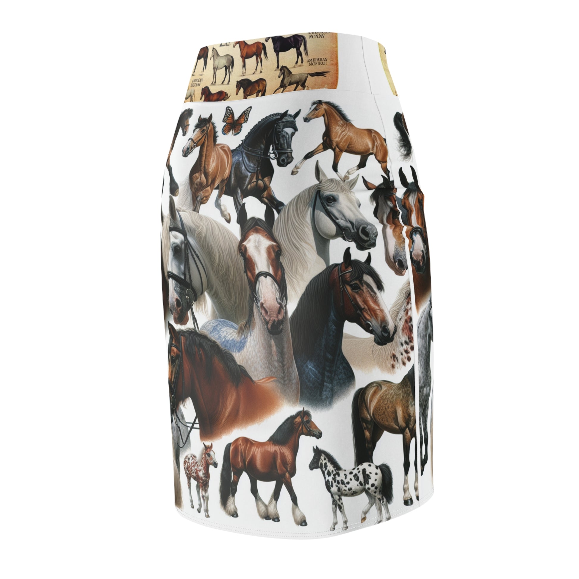 Equestrian-Themed Women's Pencil Skirt, Horse Lover's Fashion, Animal Print Skirt, Ideal Gift for Riders, Unique Ladies Skirt