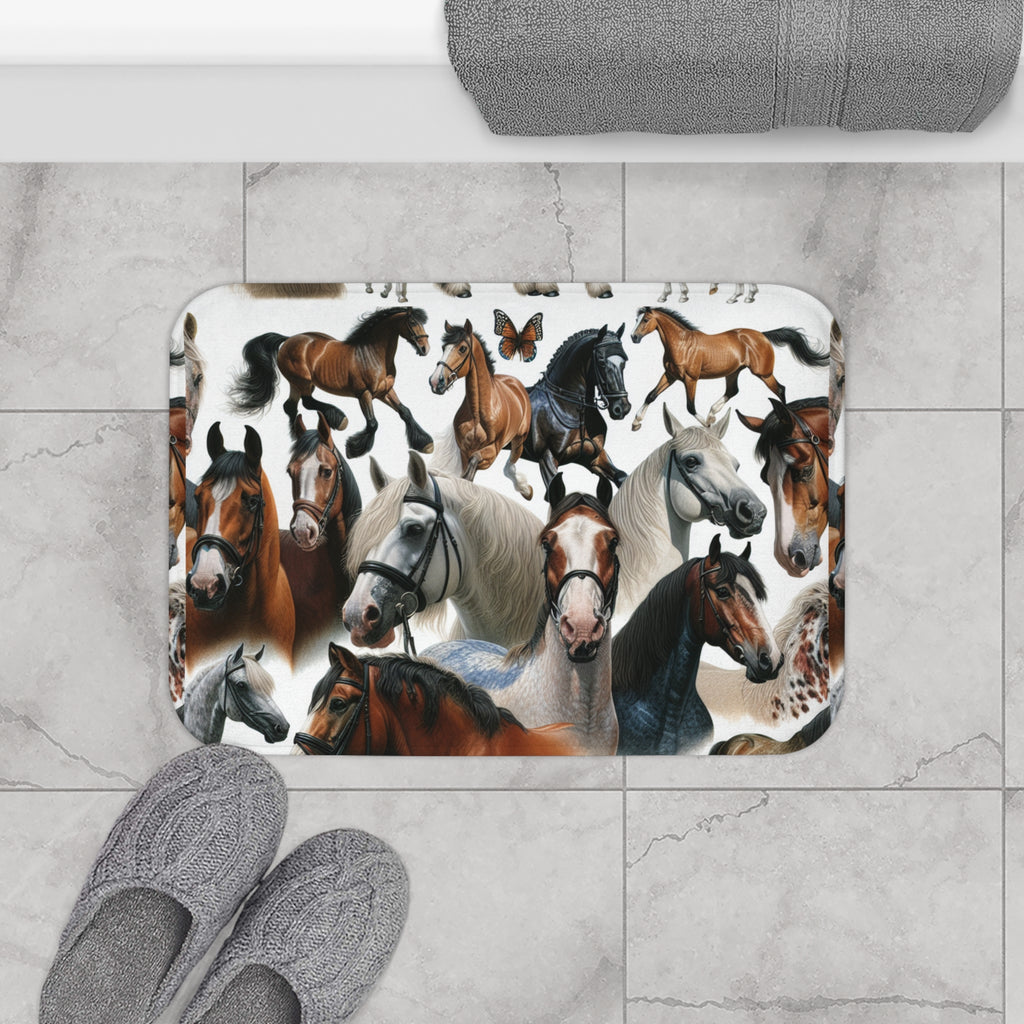 Horse Lover's Bath Mat, Equestrian Decor, Horse-Themed Bathroom Rug, Gift for Animal Lovers, Farmhouse Style