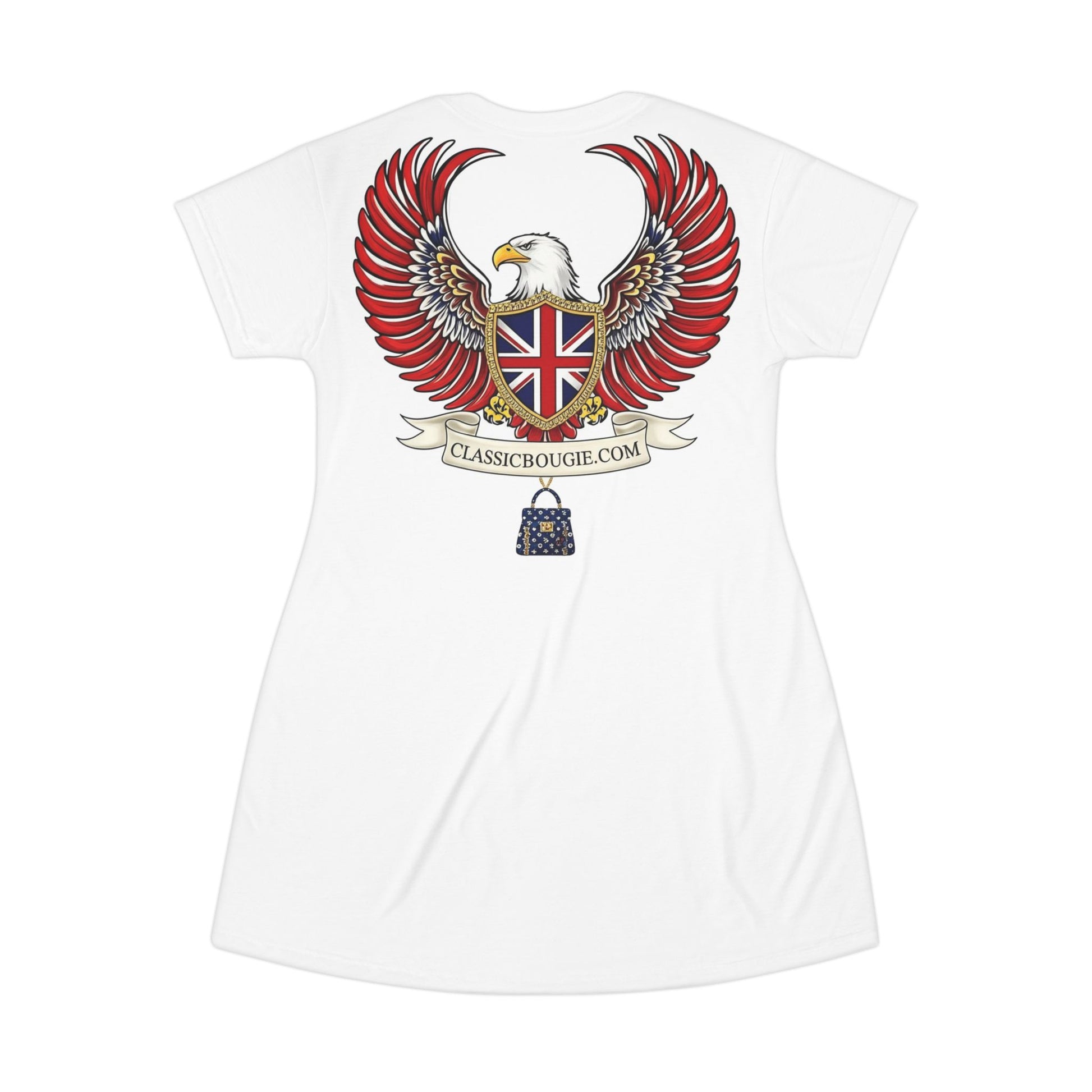 Vintage London-Themed T-Shirt Dress, Casual Wear, Summer Dress, Independence Day Outfit, Gift for Her