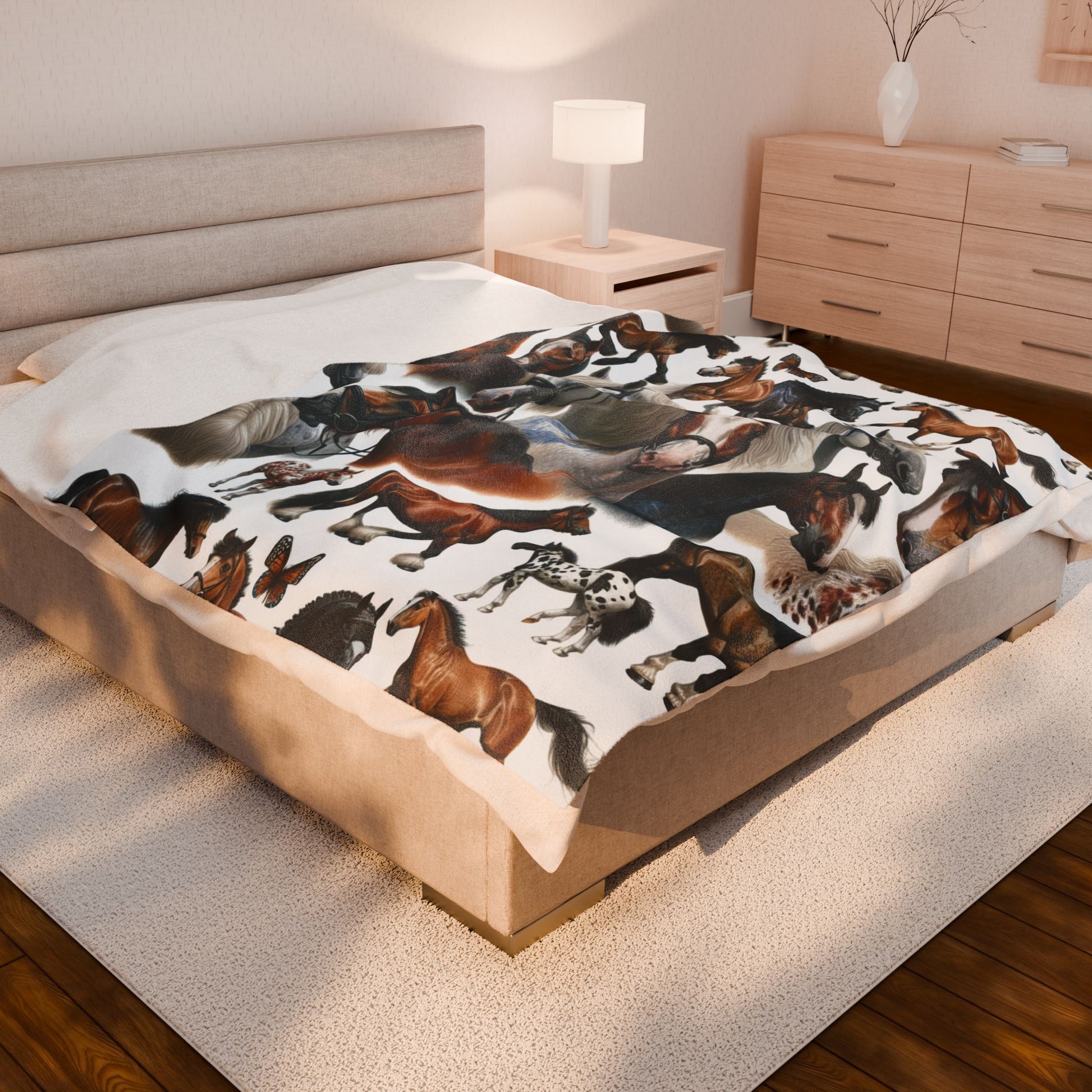 Cozy Horse Lover's Velveteen Plush Blanket | Horse-Themed Gift, Home Decor, Warm Throw, Equestrian Decor, Unique Blanket
