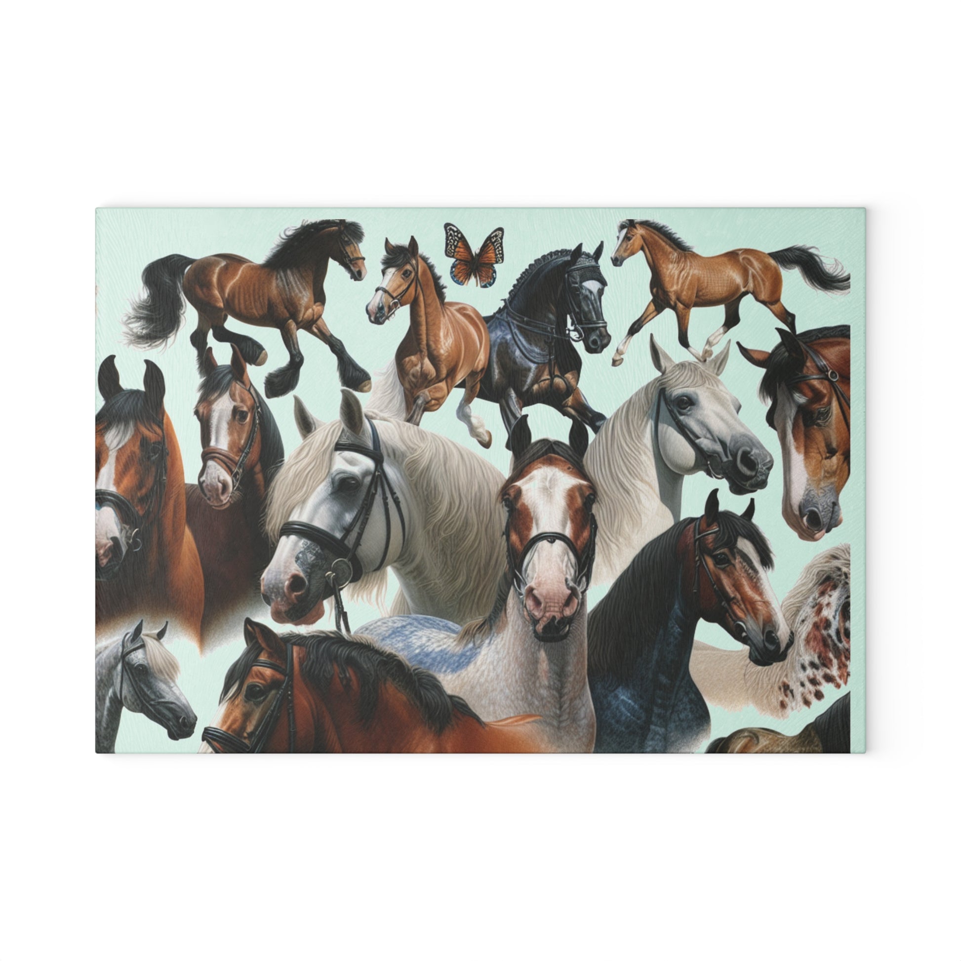 Equine Art Glass Cutting Board, Horse Lover Gift, Kitchen Decor, Personalized Gifts for Equestrians, Unique Cooking Accessory