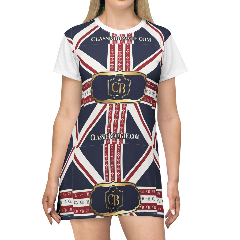 Vintage London-Themed T-Shirt Dress, Casual Wear, Summer Dress, Independence Day Outfit, Gift for Her