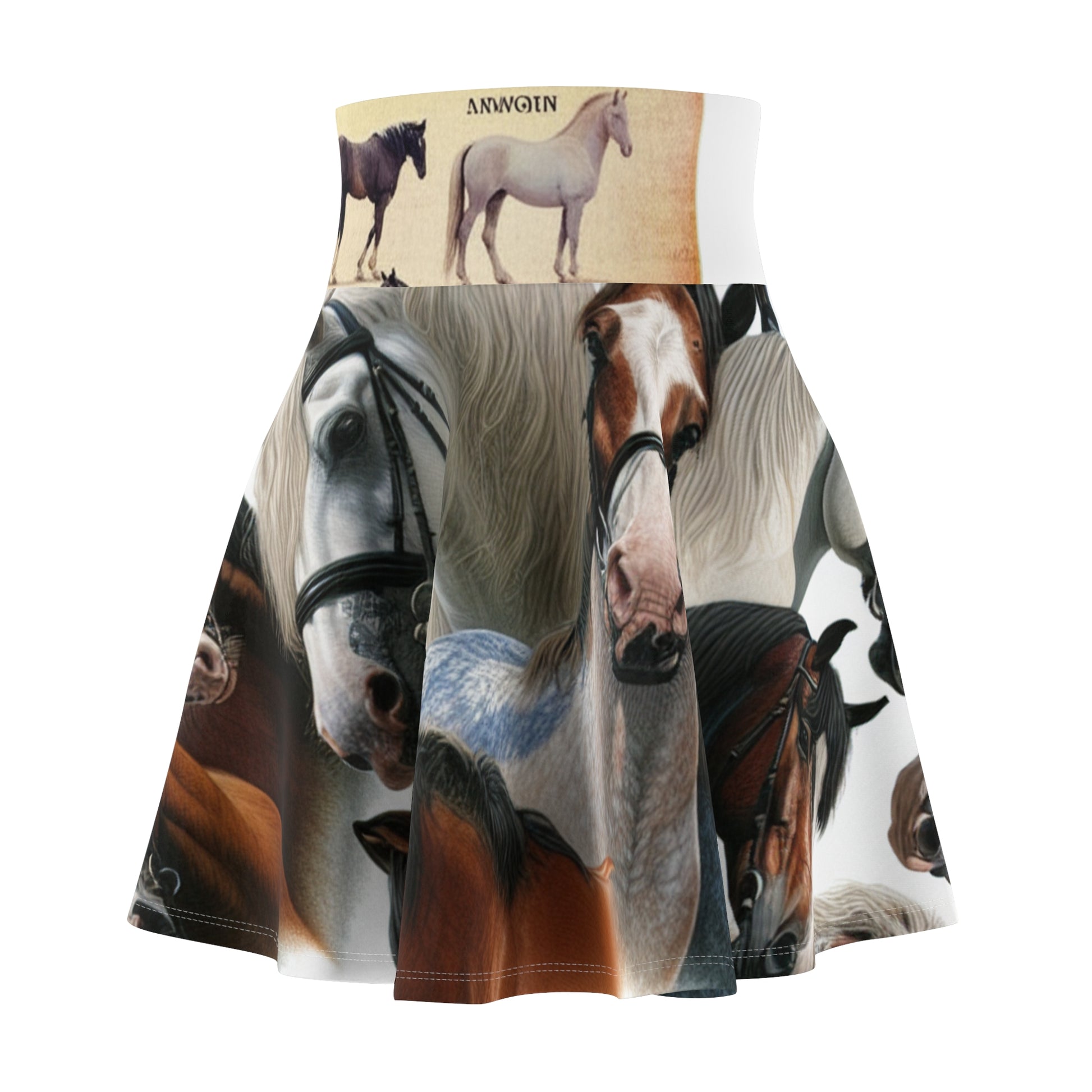 Horse Print Women's Skater Skirt, Equine Lover's Fashion, Gift for Horse Enthusiasts, Vintage Style Skirt, Boho Skirt, Casual Wear