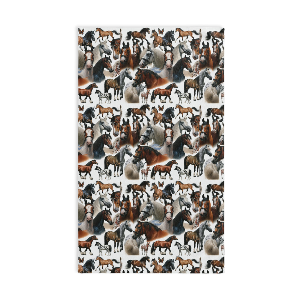 Equine-themed Hand Towel, Horse Lover Gift, Farmhouse Kitchen Decor, Equestrian Home Accessory, Animal Print Towel, Unique Bathroom Decor