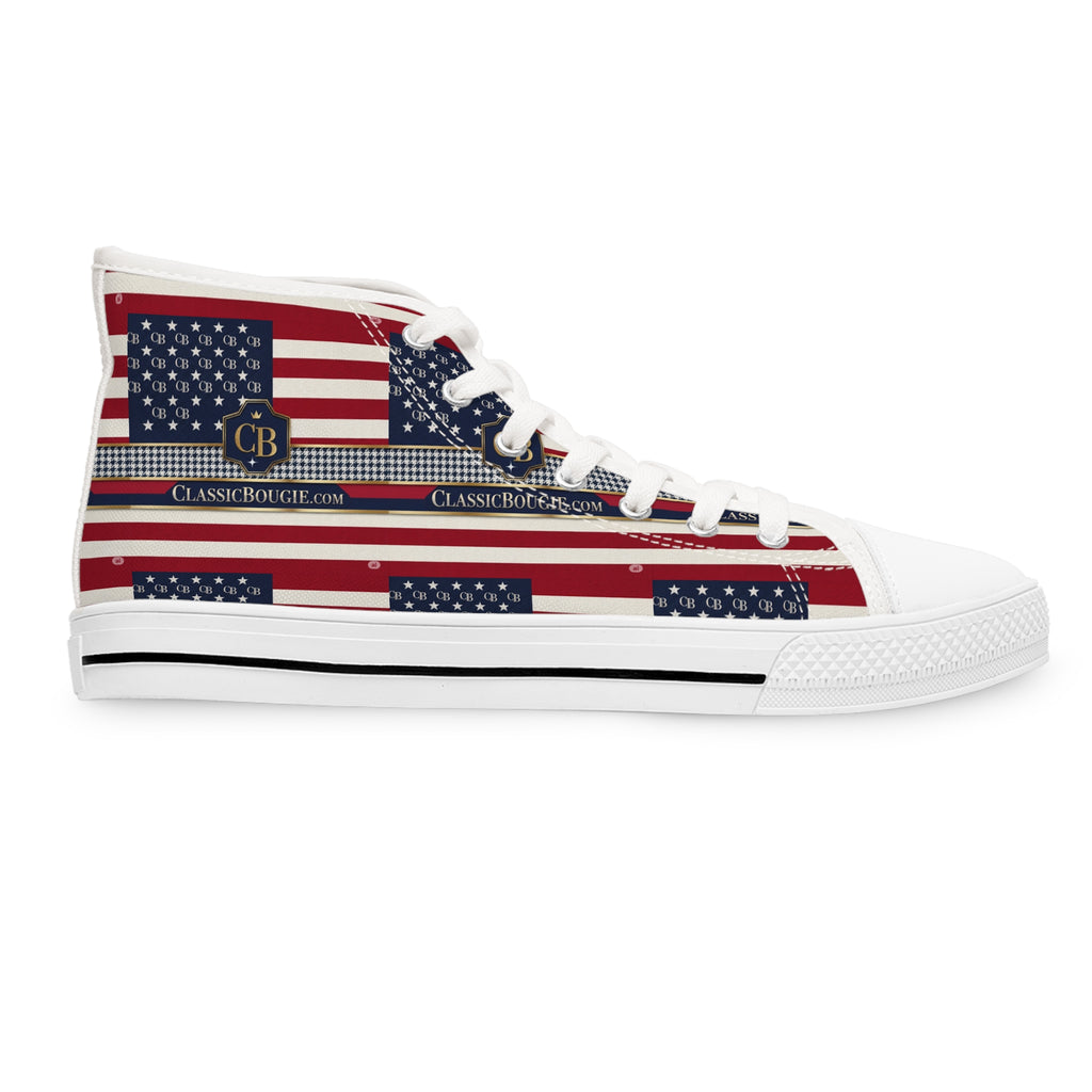 Patriotic High Top Sneakers, Trendy Women's Shoes for Celebrations, Independence Day Footwear, Stylish Sneakers for Everyday Wear, [...]