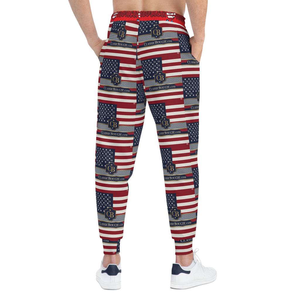 Patriotic Athletic Joggers - USA Flag Print, Comfortable Lounge Pants, Fitness Joggers, Gift for Veterans, Independence Day Apparel
