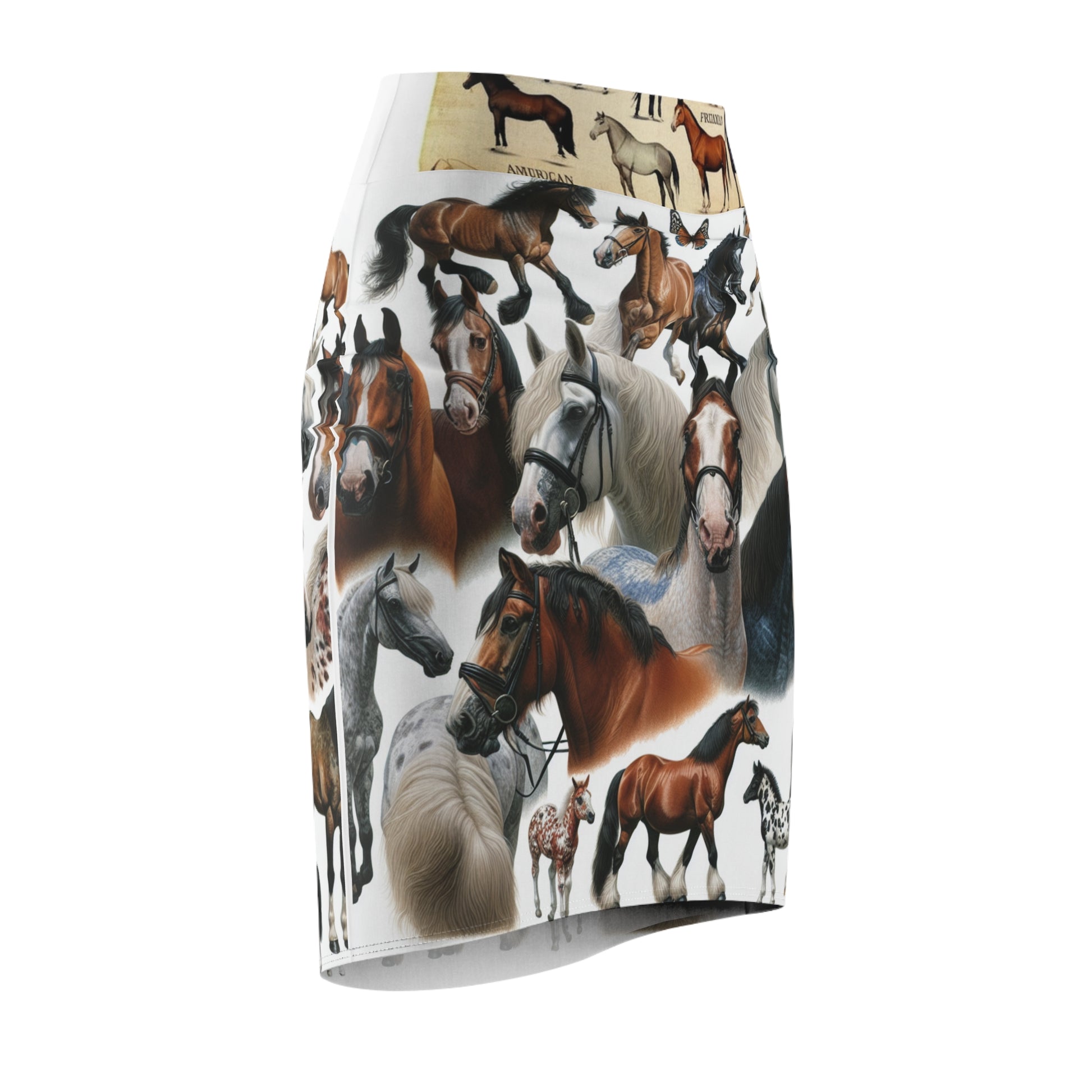 Equestrian-Themed Women's Pencil Skirt, Horse Lover's Fashion, Animal Print Skirt, Ideal Gift for Riders, Unique Ladies Skirt