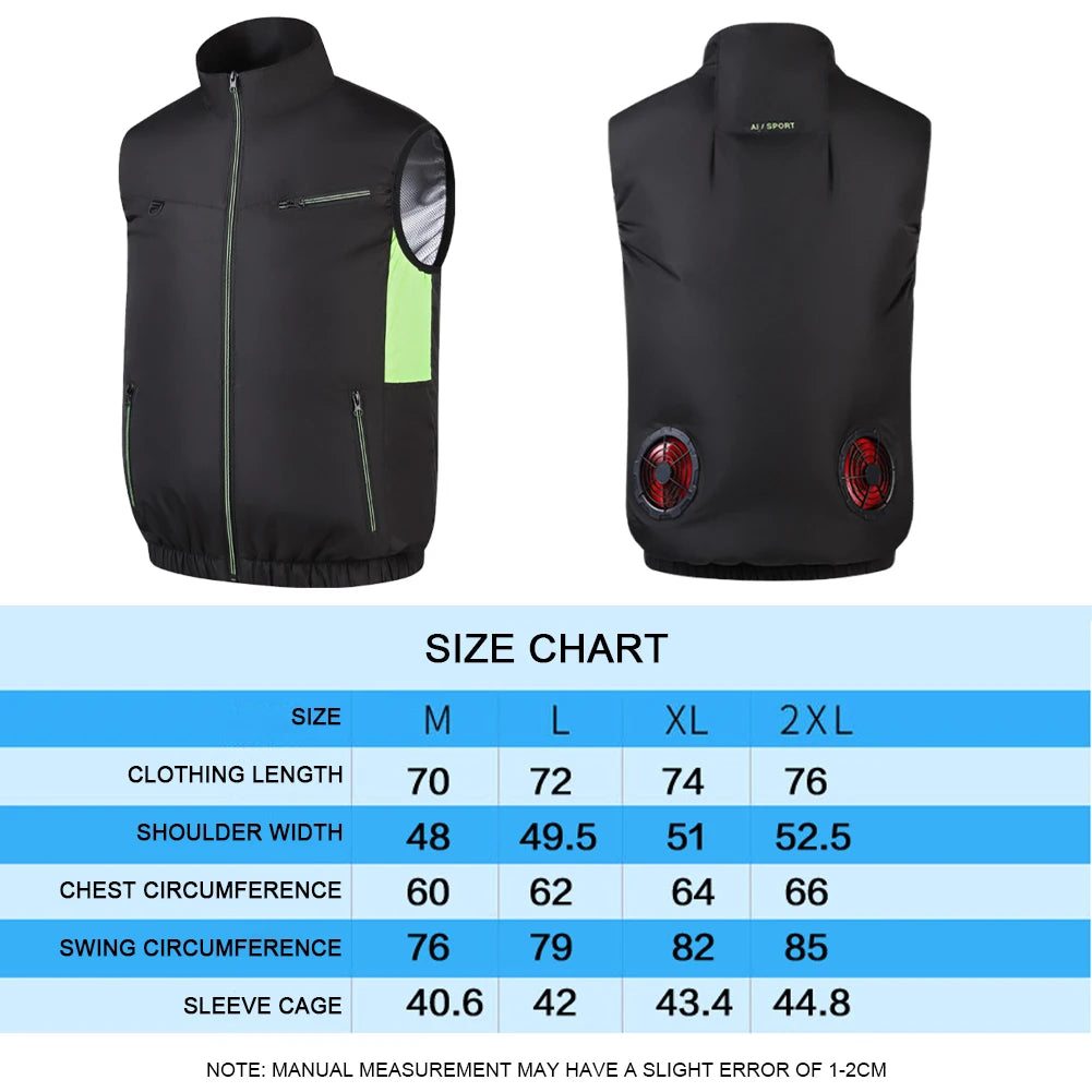 Fan vest Electric Cool Vest Cooling Fan Vest Air-conditioned Clothes Hiking Cooling 13 Hours High Temperature Work Fishing Vest