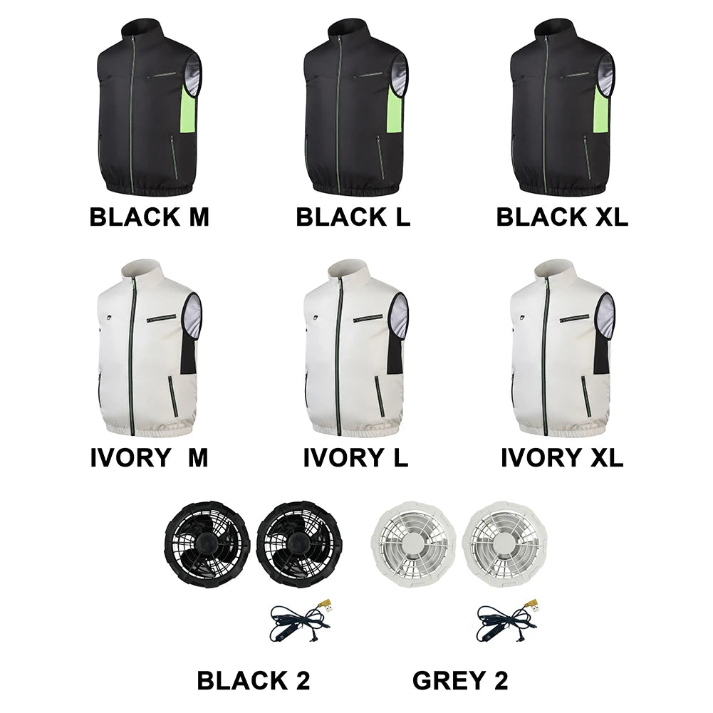 Fan vest Electric Cool Vest Cooling Fan Vest Air-conditioned Clothes Hiking Cooling 13 Hours High Temperature Work Fishing Vest